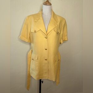 Escada by Margaretha Ley linen yellow short sleeve blazer w/belt Size 42 (US 12)